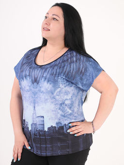 Футболка синяя с рисунком