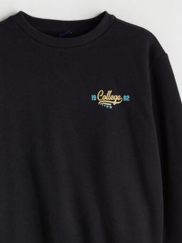 Bisiklet Yaka Bask?l? Erkek ?ocuk Sweatshirt