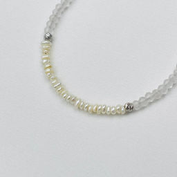 Браслет из Розового кварца и Жемчуга 17,5 см +