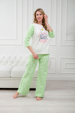 Пижама женская из футера Кисонька нежно-зеленый - Амадэль фото 8