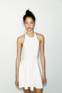 SHORT HALTER GODET DRESS - Zara фото 11