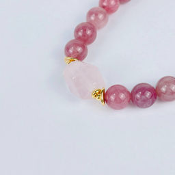 Браслет из мадагаскарского Розового кварца 18 см