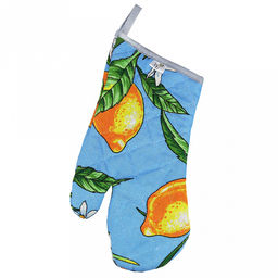 Кухонный комплект "Лимон, вид 4": прихватка-варежка 15х30см + прихватка 20х20см, рогожка 171г/м2, хлопок 100%, наполнитель - ватин 280г/м2, на пластмассовом подвесе, "Домашняя мода" (Россия)