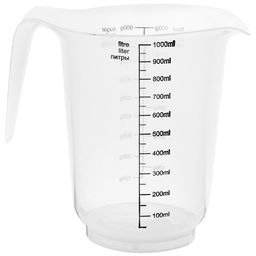 Plast Team Кувшин мерный пластмассовый 1л, 15,5х12х15см, со шкалой, носиком и ручкой, прозрачный (Россия) - Домашняя Мода фото 2
