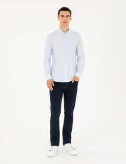 A__k Mavi Slim Fit Uzun Kollu G_mlek - Pierre cardin фото 4