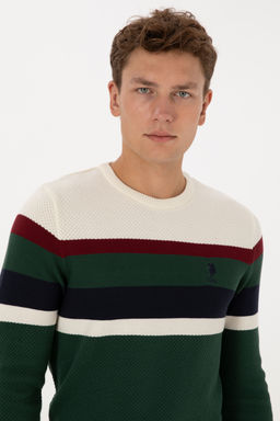 Erkek Slim Fit Bisiklet Yaka Koyu YeЕil Kazak - U.s. polo assn фото 2