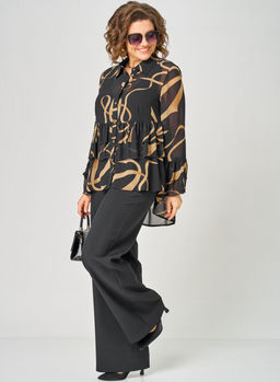 Блуза EVA GRANT 7221 принт ленты