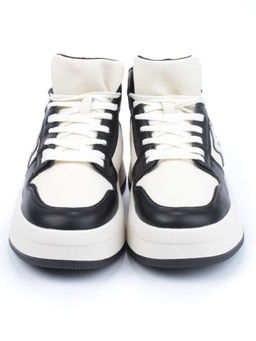 05-P84-1Z WHITE/BLACK Кроссовки женские зимние (натуральная и искусственная кожа, шерсть)
