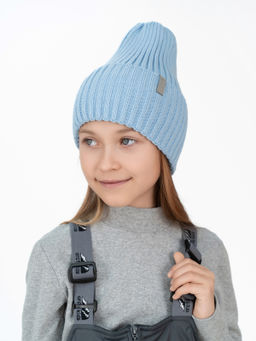 Шапка вязаная светло-голубая Ш-120 (52-54)