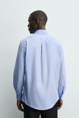 CAMISA REGULAR FIT RAYAS / Blanco / Celeste - Zara фото 3