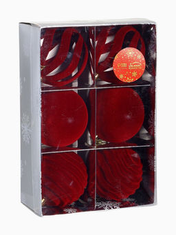 Ёлочные шары набор 6 шт., d=8 см, Бархат. Грация красный - Зимнее волшебство фото 5