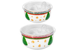 Набор 2 салатников 1 л 16*16*8,5 см + 500 мл 13,5*13,5*6,5 см Новогодняя ёлка NEW BONE CHINA - Elan gallery фото 9