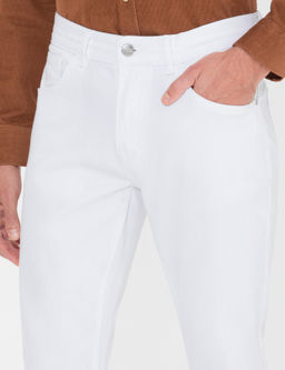 Beyaz Slim Fit Jean Pantolon