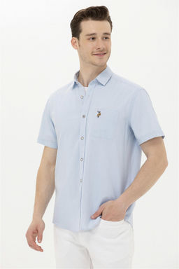 Мужская голубая рубашка с коротким рукавом - U.s. polo assn фото 2