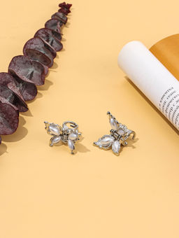 Цена за 2 шт. Краб для волос "Бабочки нежность" (набор 2 шт) 2,5 см, серебро