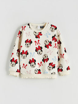 Minnie Mouse Bask?l? K?z ?ocuk Kal?n Sweatshirt