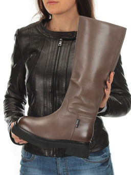 02-FG678-2BM BROWN Сапоги зимние женские (натуральная кожа, натуральный мех (еврозима))