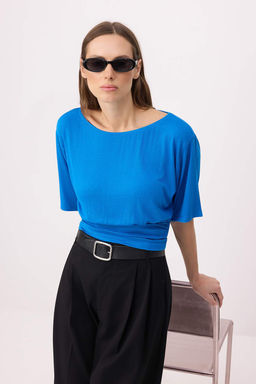 Siyah Duz Regular/Normal Kal?p Asimetrik Yaka Premium Yumusak Orme Bluz TWOSS26BZ00097 - Trendyolmilla фото 16