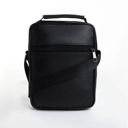 Сумка мужская, через плечо, прессованная кожа, 3 наружных кармана, чёрная