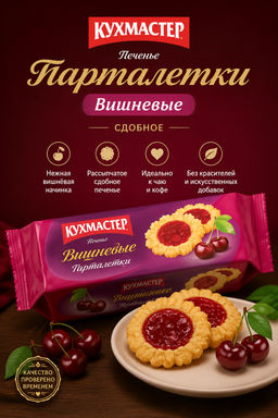 Печенье Кухмастер Тарталетки Вишневые сдобное 240 г