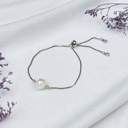 Браслет регулируемый на цепочке с Жемчугом - Радуга самоцветов фото 2