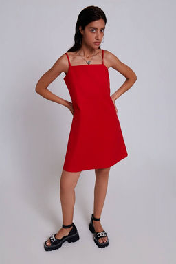 Алое хлопковое платье - Incity фото 5