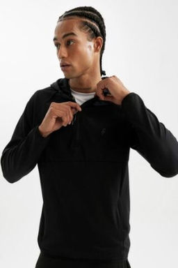 DeFactoFit Standart Fit Kapusonlu Fermuarl? Pike Sporcu Sweatshirt