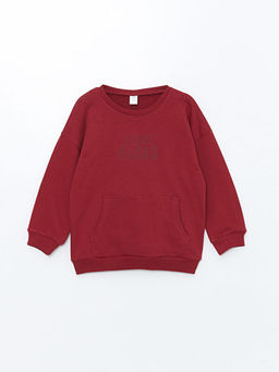 Bisiklet Yaka Uzun Kollu Bask?l? Erkek ?ocuk Sweatshirt