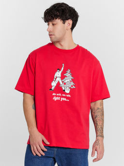 Футболка мужская красная с принтом и надписью We will, we will light you китайский красный +печать 111772 - Mark formelle фото 3