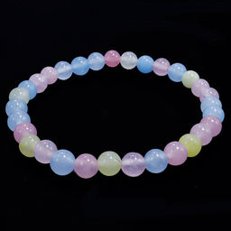 Браслет из камня Аквамарин Розовый кварц и Цитрин притягивает энергии денег и любви 6мм