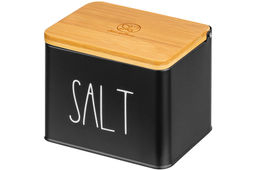 Емкость для хранения 1,5 л 14*11*11 см SALT с деревянной крышкой, черная - Elan gallery фото 6