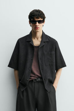 Рубашка Relaxed Fit Jacquard жаккардовая черная