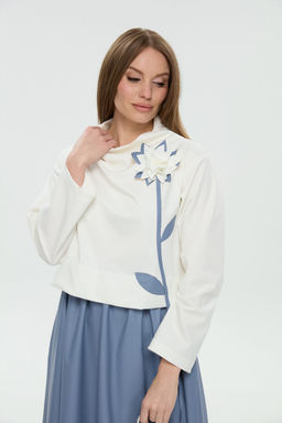 Платье NIKVA н924-14 молоко и голубой  фото 7