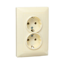 Розетка Luazon Lighting «Антей», 16 А, скрытая, IP20, двухместная, с заземлением, бежевая