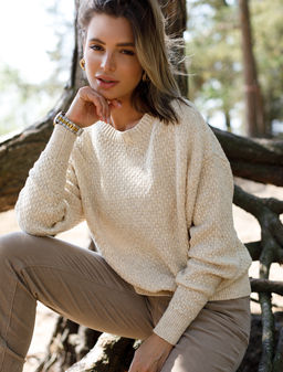 VILATTE / Укороченный джемпер фактурной вязки с шерстью