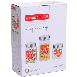 31062 Банки для сыпучих 3пр 0,5+0,75+1л. MB (х6) - Mayer&boch фото 4