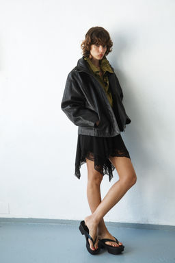 CAZADORA OVERSIZE PIEL 100% / Negro - Zara фото 10