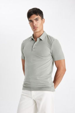 Slim Fit Dar Kesim Pamuklu K?sa Kollu Polo Tisort - Defacto фото 2