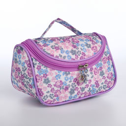 Косметичка-сумка на молнии, с принтом Цветочная поляна, сиреневая
