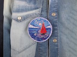 Набор для вышивания PANNA Живая картина JK-2207 Брошь. Парусник под луной 5.5 х 5.5 см