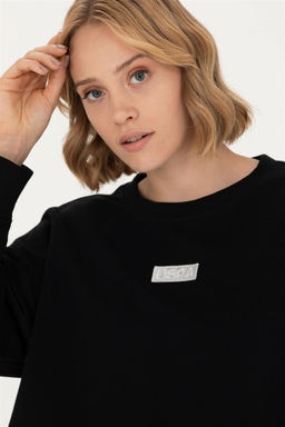 U. S. Polo Assn Женский черный базовый свитшот с круглым вырезом - U.s. polo assn фото 2