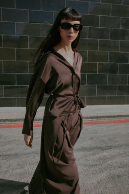 SATIN BLOUSE WITH BELT - Zara фото 2