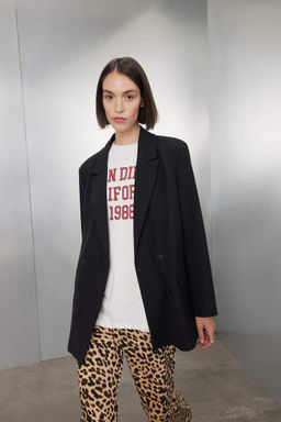 Широкая футболка Oversize с круглым вырезом и короткими рукавами с принтом - Defacto фото 7