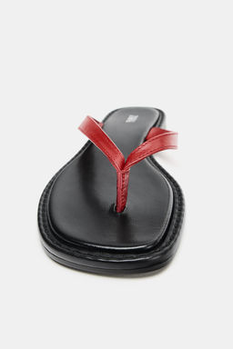 SANDALIA PIEL CONTRASTE / Rojo - Zara фото 7