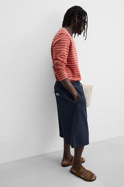 OVERSIZED FIT NY EMBROIDERED JOGGER BERMUDA SHORTS - Zara фото 5