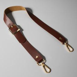 Ручка для сумки из натуральной кожи, регулируемая, с карабинами, 60±2 см × 2.5 см, цвет коричневый, золотой