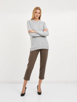 брюки женские укороченные с узором гусиной лапкой