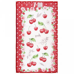 Салфетка хозяйственная 34х60см "Серия "Вишня" , рогожка, хлопок 100%, плотность 171г/м2, без упаковки, "Домашняя мода" (Россия)