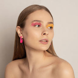 Серьги акрил Тренд рамка, цвет ярко-малиновый - Queen fair фото 3