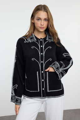 Trendyolmilla Siyah Etnik Desenli Triko H?rka TWOAW25HI00214 фото 2